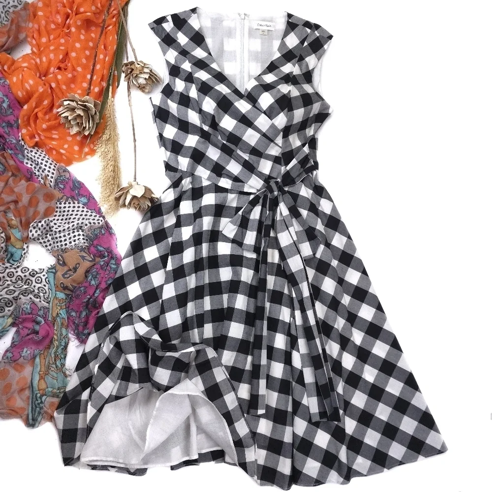 Calvin Klein Black and White Checkered Dress. Sz 6 - Picture 12 of 12